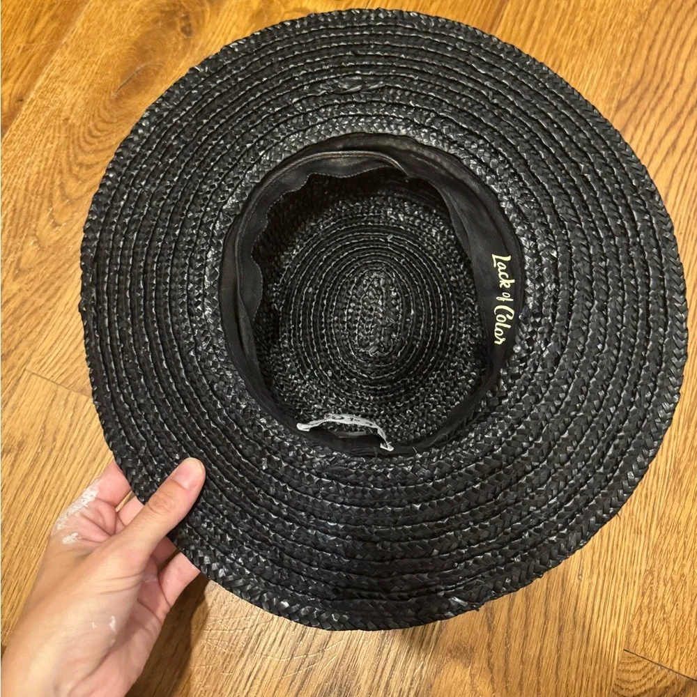 Lack of Color- Black Straw Spencer boat Hat - Picture 4 of 6